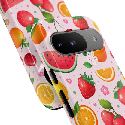 Fruit Phone Case – Tough Shockproof, Strawberry Cherry Citrus Summer Design for Iphone, Samsung Galaxy and Pixel