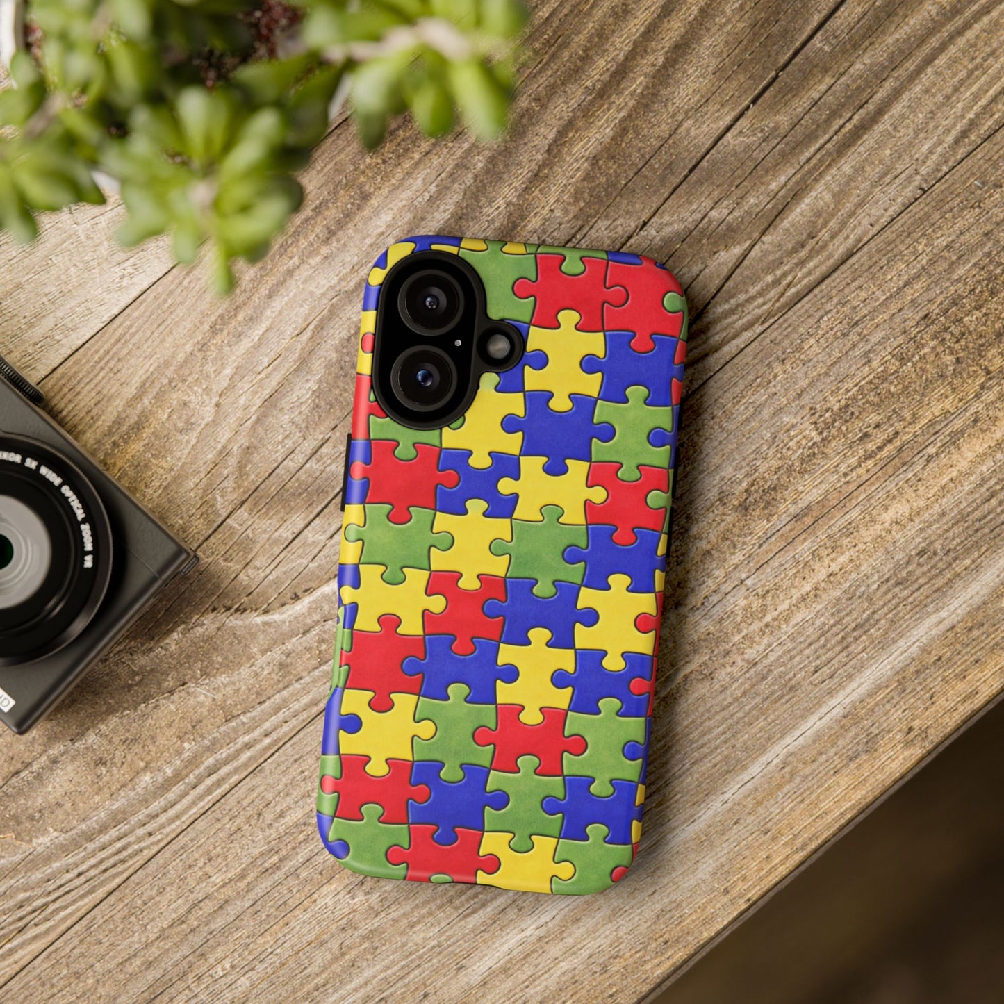 Colorful Puzzle Phone Case, Autism Awareness Jigsaw Design, Tough Protective Case, iPhone & Samsung Case, Vibrant Puzzle Pattern