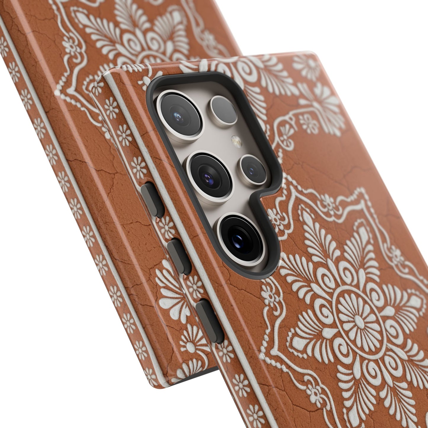 Talavera Terracotta Phone Case | Mexican Floral Pattern iPhone & Samsung Tough Case | Boho Clay Aesthetic Cover