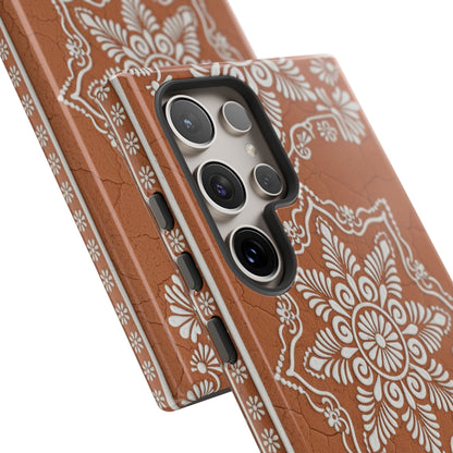 Talavera Terracotta Phone Case | Mexican Floral Pattern iPhone & Samsung Tough Case | Boho Clay Aesthetic Cover