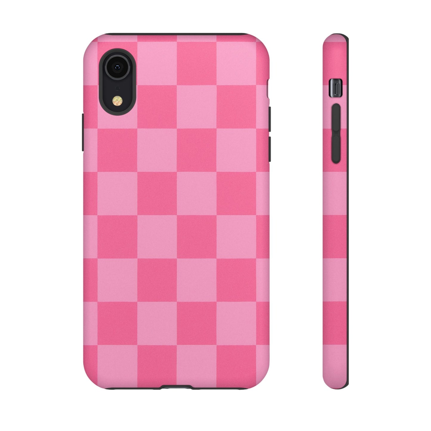 Pink Checkerboard Phone Case – Cute Aesthetic Tough Case for iPhone & Samsung