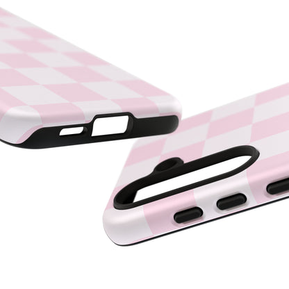 Light Pink Checkerboard Phone Case | Pastel Aesthetic Checkered iPhone & Samsung Tough Case