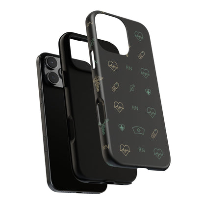 RN Nurse Phone Case – Minimal Medical Icon Pattern Healthcare Worker Tough Case