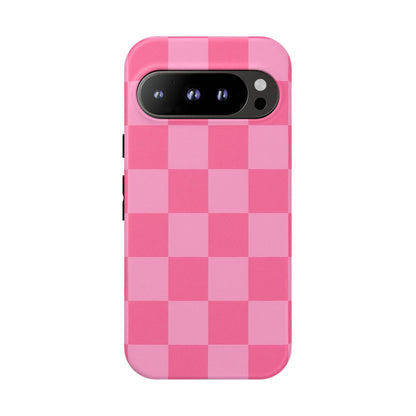 Pink Checkerboard Phone Case – Cute Aesthetic Tough Case for iPhone & Samsung