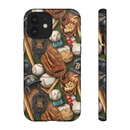 Baseball Gear Collage Phone Case – Vintage Baseball Equipment Sports Tough Case