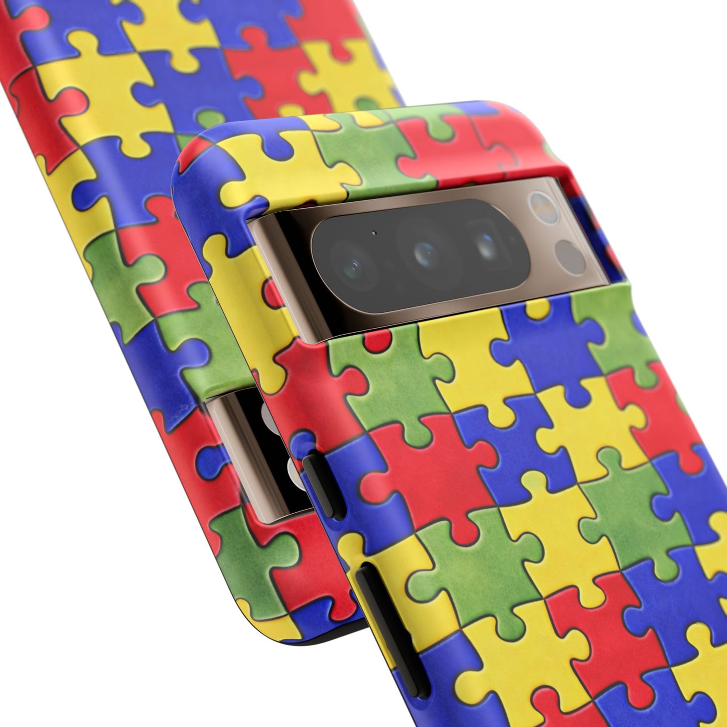 Colorful Puzzle Phone Case, Autism Awareness Jigsaw Design, Tough Protective Case, iPhone & Samsung Case, Vibrant Puzzle Pattern