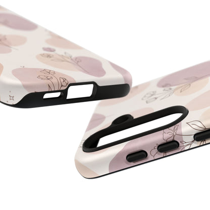 Blush Floral Phone Case Neutral Botanical Watercolor Tough Cover