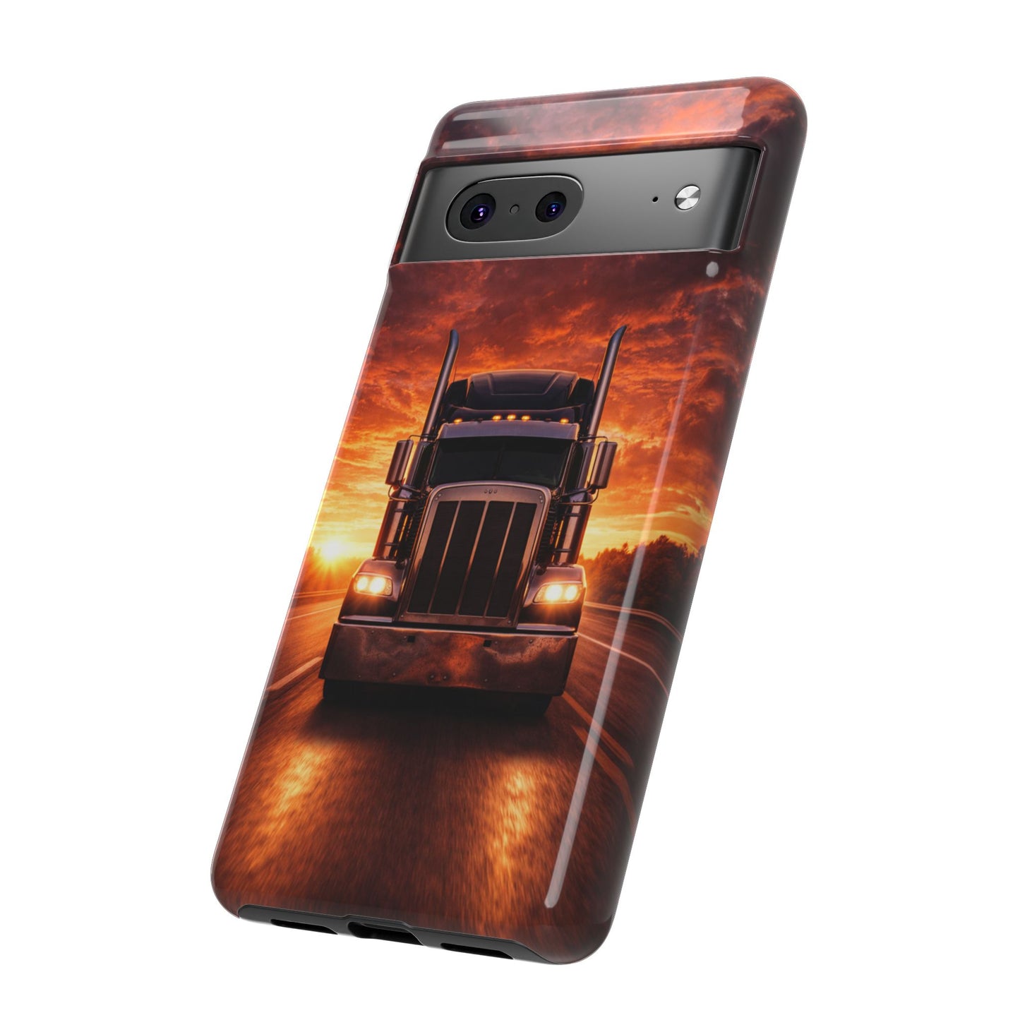 Big Rig Truck Phone Case Sunset Highway Semi Truck iPhone Samsung Cover