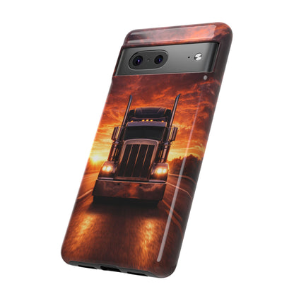 Big Rig Truck Phone Case Sunset Highway Semi Truck iPhone Samsung Cover