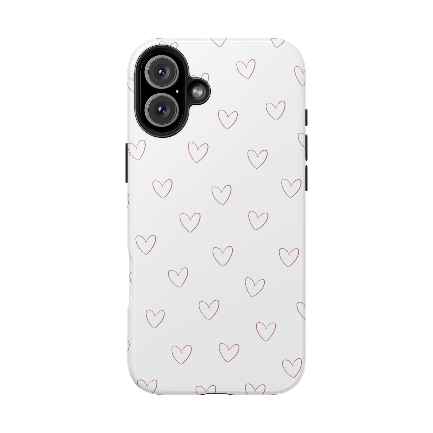 Hand-Drawn Hearts Tough Phone Case | Minimal Pink Heart Pattern