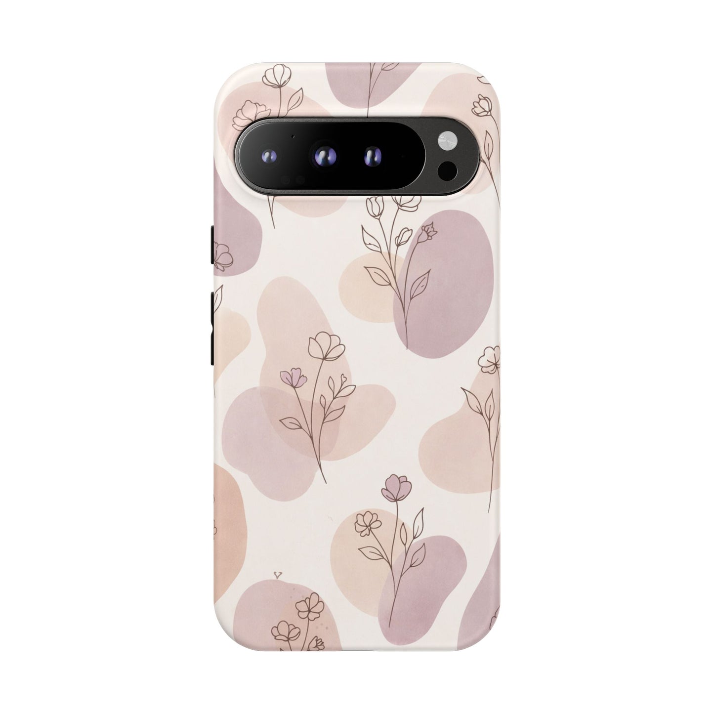 Blush Floral Phone Case Neutral Botanical Watercolor Tough Cover
