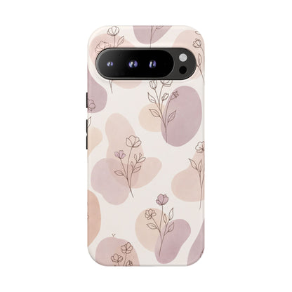 Blush Floral Phone Case Neutral Botanical Watercolor Tough Cover