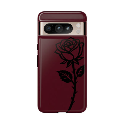Black Rose Burgundy iPhone Case | Dark Aesthetic Shockproof Protective Cover