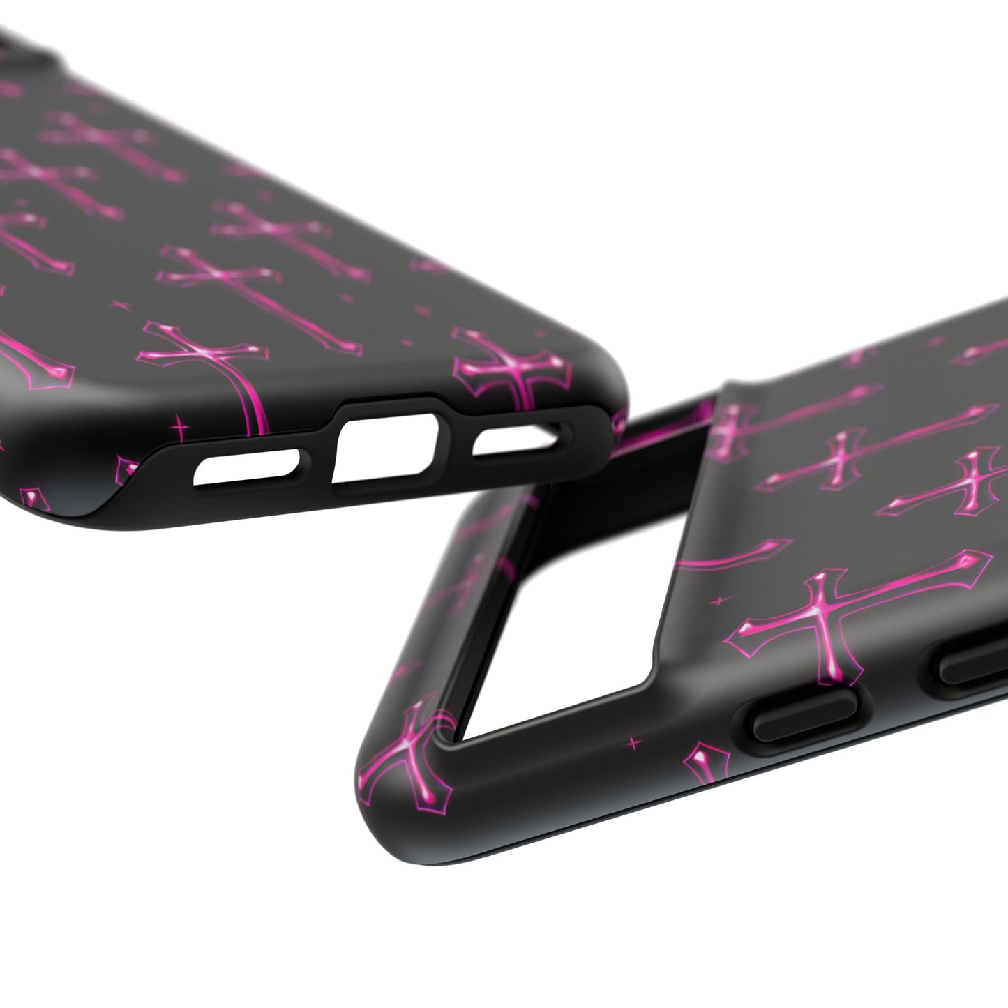 Neon Pink Cross Pattern Phone Case | Tough Protective Case for Iphone, Samsung Galaxy and Pixel