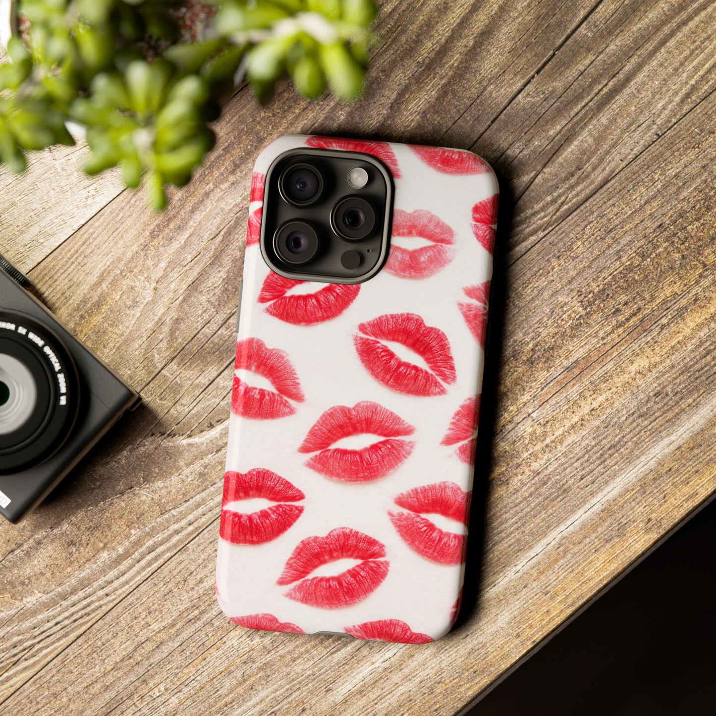 Red Lipstick Kiss Phone Case – Sexy Lip Print Pattern Tough Protective Cover