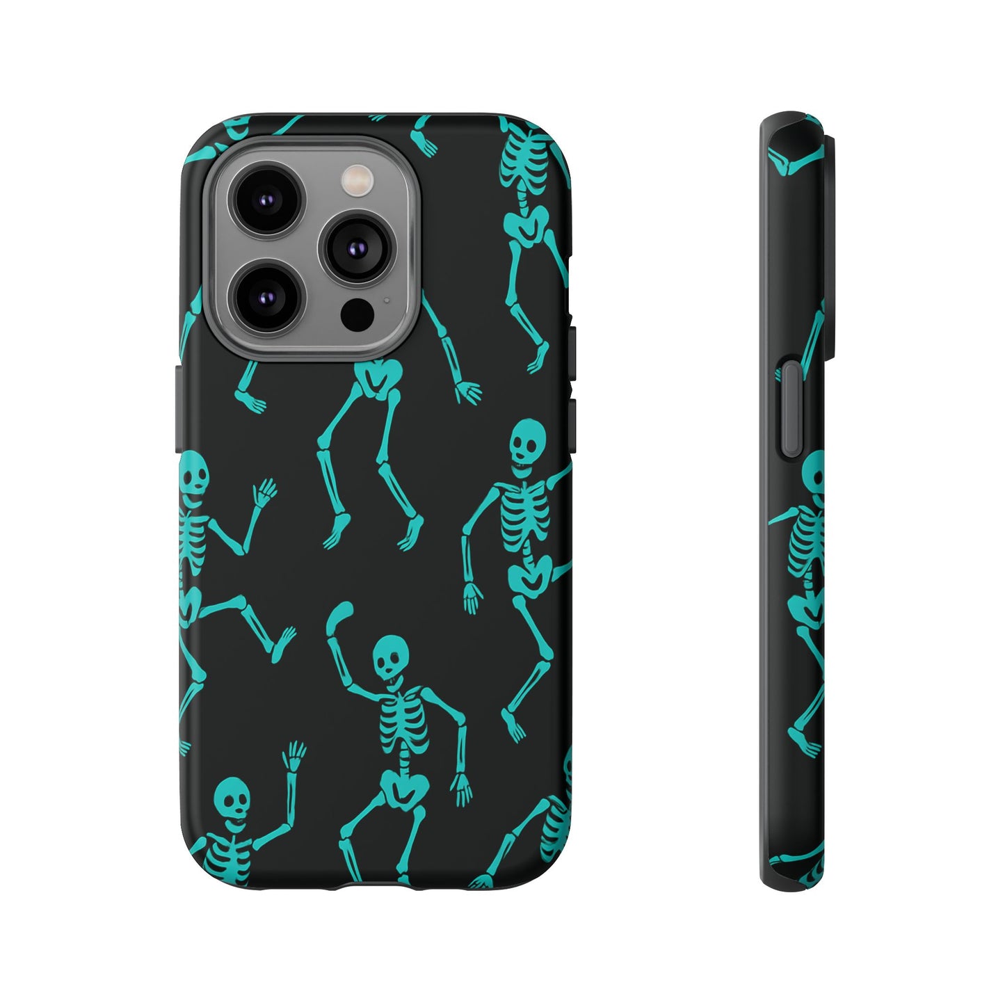 Dancing Teal Skeletons Phone Case | Tough Protective Case for Iphone, Samsung Galaxy and Pixel
