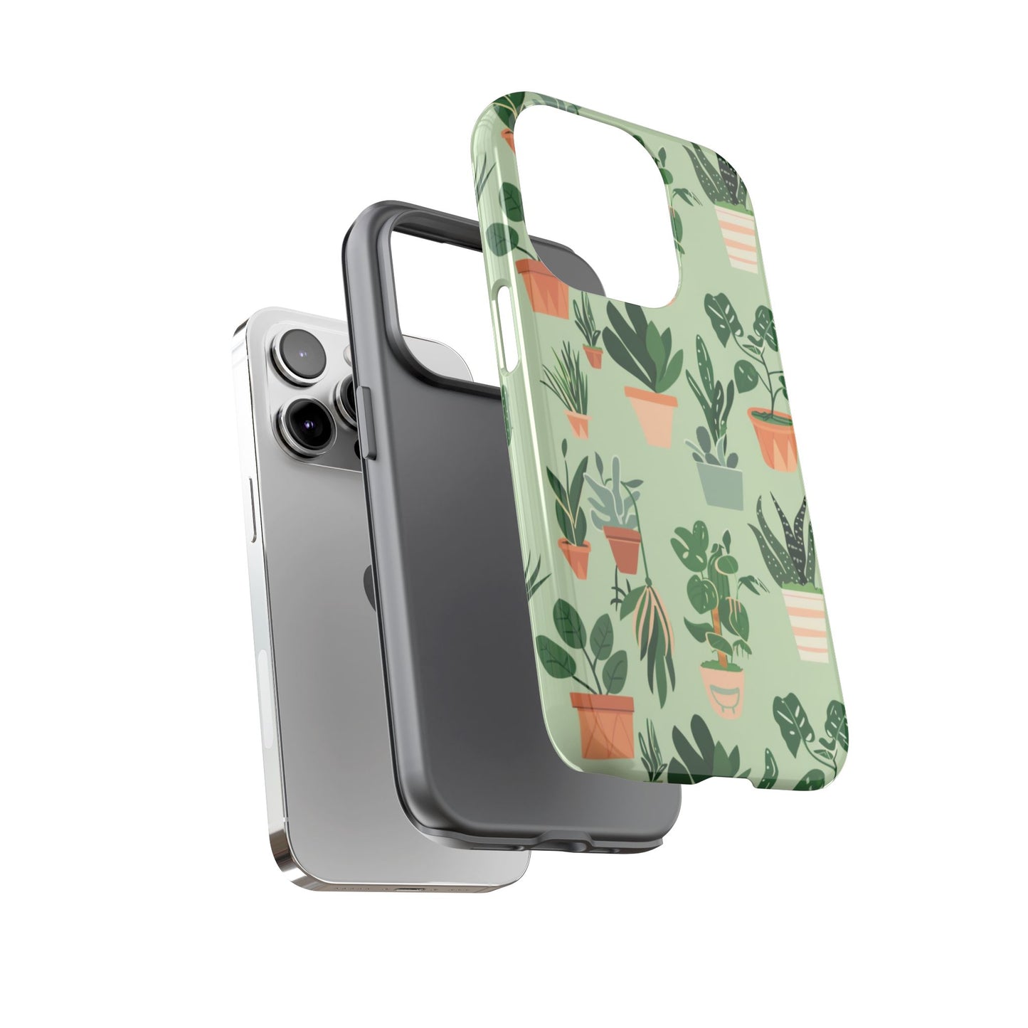 Plant Lover Phone Case | Cute Potted Plants Pattern | Botanical Aesthetic Tough Case