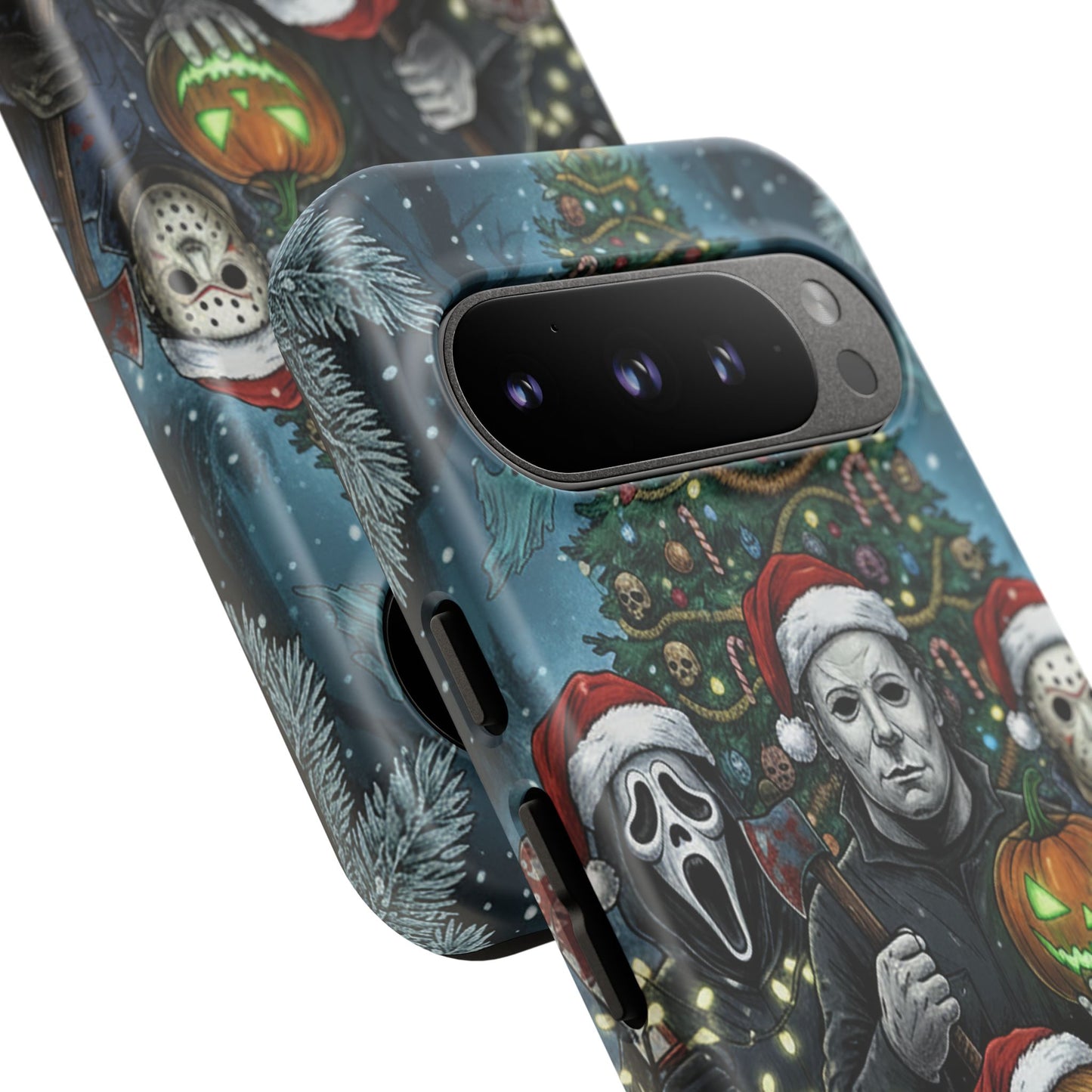 Christmas Horror Phone Case – Festive Slasher Collage Tough Case (iPhone, Samsung, Pixel)