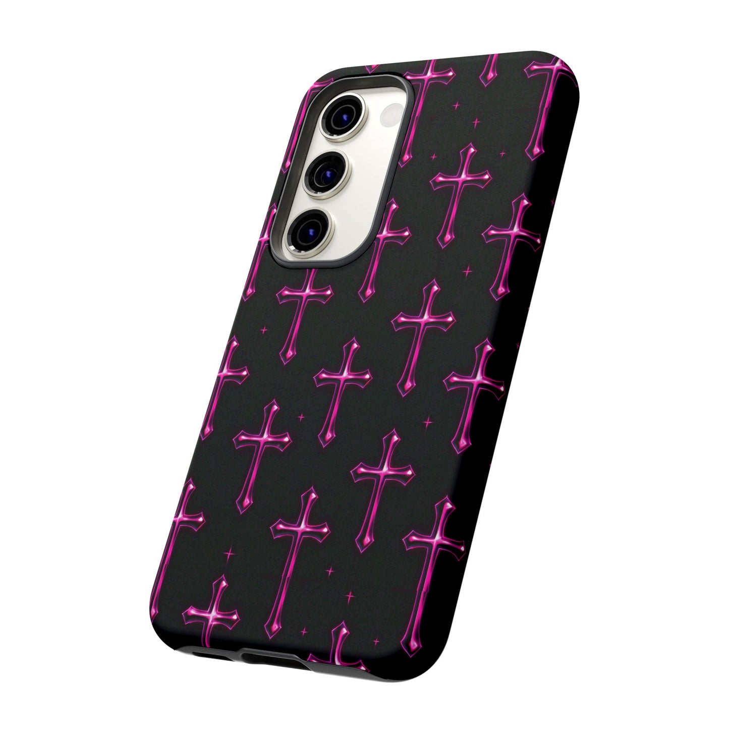 Neon Pink Cross Pattern Phone Case | Tough Protective Case for Iphone, Samsung Galaxy and Pixel