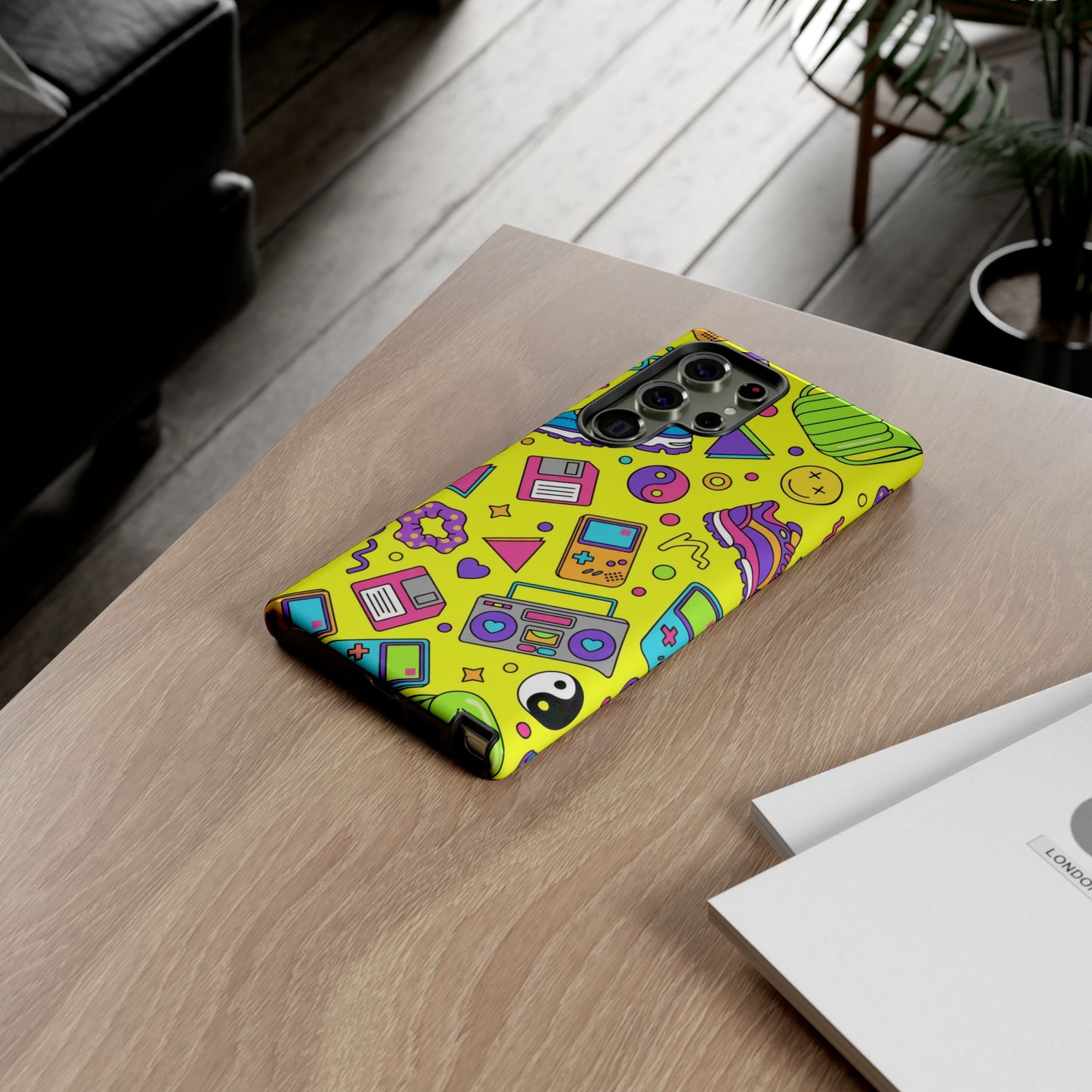 90s Retro Neon Phone Case – Y2K Nostalgia Colorful Icons Tough Protective Case