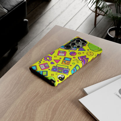 90s Retro Neon Phone Case – Y2K Nostalgia Colorful Icons Tough Protective Case
