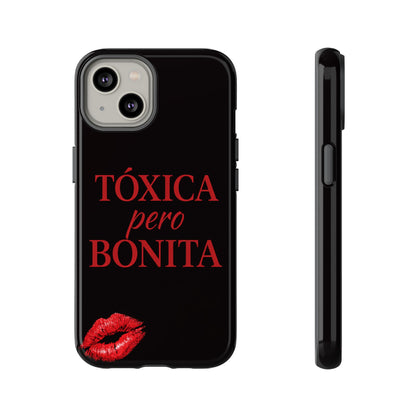 Toxica Pero Bonita Phone Case, Latina Quote Case, Red Lips Aesthetic, Spanish Saying Case, Trendy Tough Cover