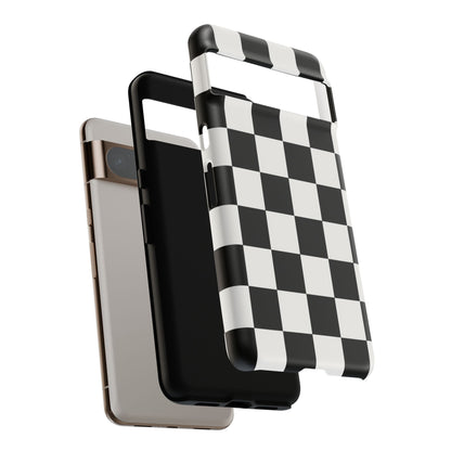 Black & White Checkerboard Phone Case – Classic Aesthetic Tough Protective Case for Iphone, Samsung Galaxy and Pixel