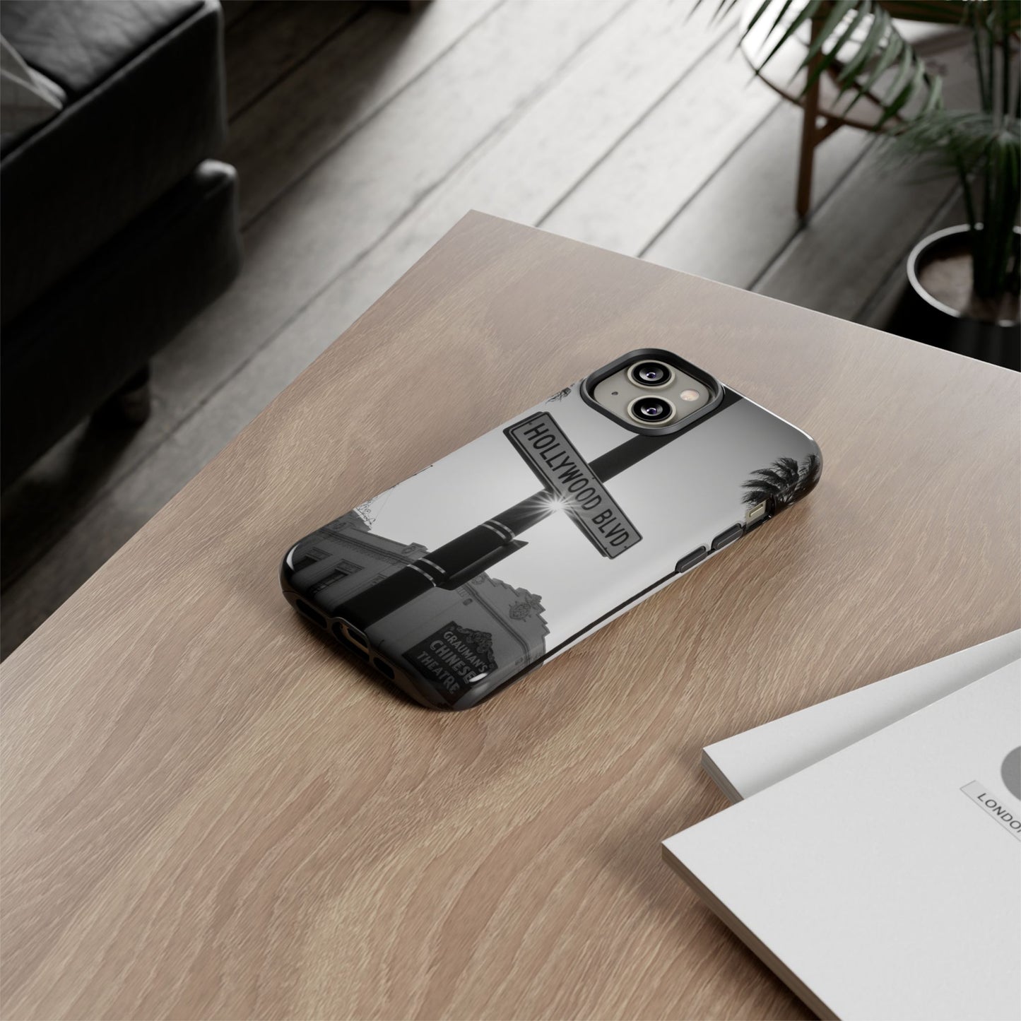 Hollywood Blvd Phone Case | Vintage Los Angeles Street Sign | Black & White LA Aesthetic