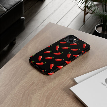 Spicy Chili Pepper Phone Case – Black Cute Hot Pepper Tough Cover for Iphone, Samsung Galaxy and Pixel