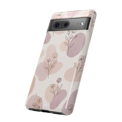 Blush Floral Phone Case Neutral Botanical Watercolor Tough Cover