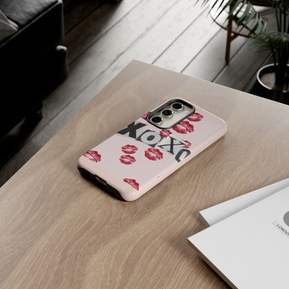 XOXO Kiss Print Phone Case | Coquette Valentine Aesthetic | Cute Pink Lipstick Kiss Tough Case for iPhone & Samsung