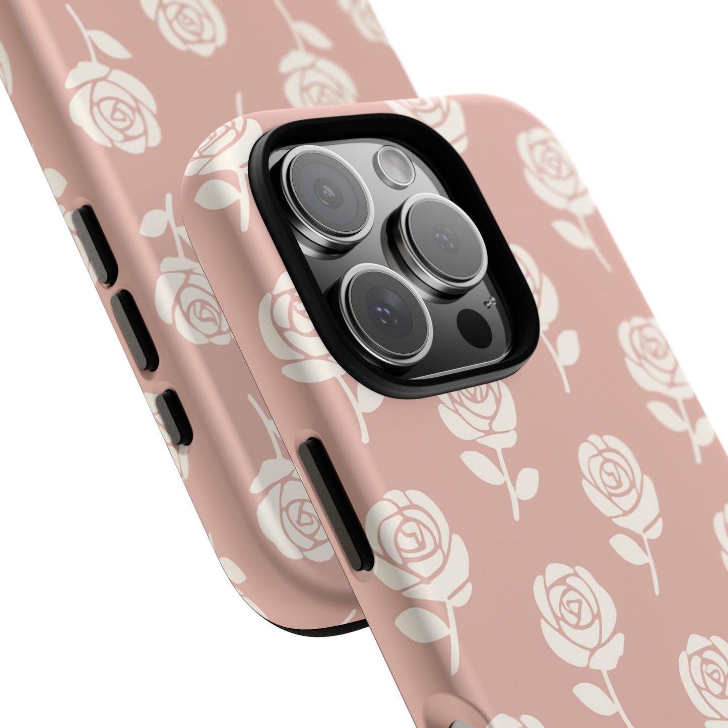 White Rose Pattern Tough Phone Case | Elegant Floral Aesthetic Case for Iphone, Samsung Galaxy and Pixel