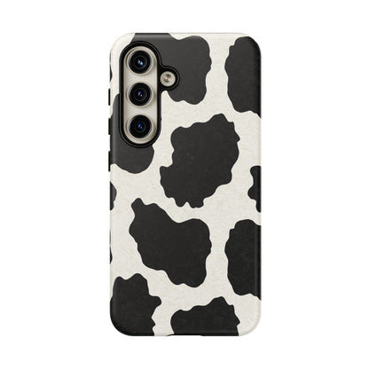 Black & White Cow Print Phone Case | Western Aesthetic iPhone & Samsung Tough Case