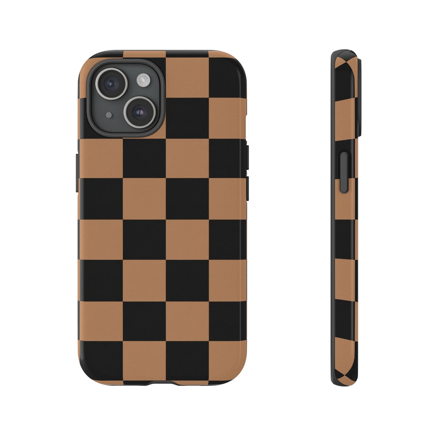 Brown Checkered Phone Case | Aesthetic Checkerboard iPhone & Samsung Tough Case