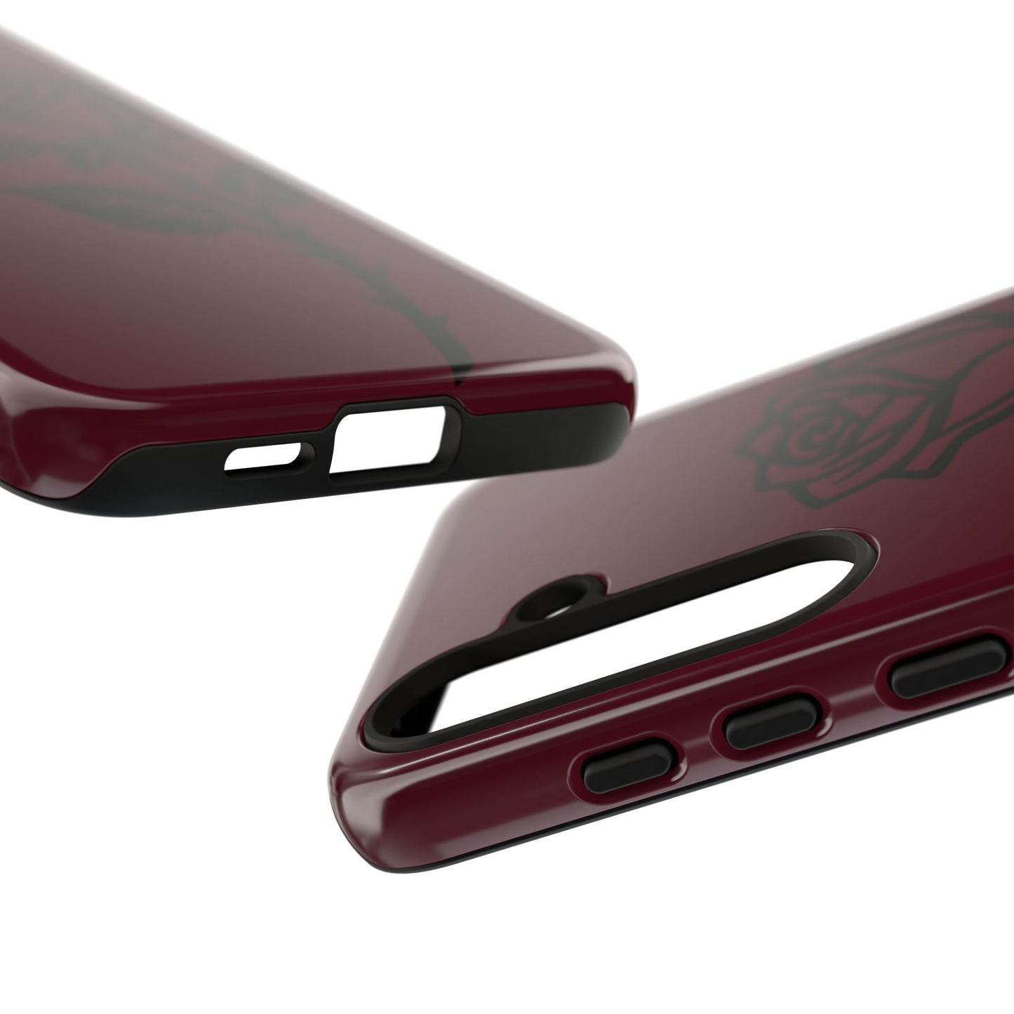 Black Rose Burgundy iPhone Case | Dark Aesthetic Shockproof Protective Cover