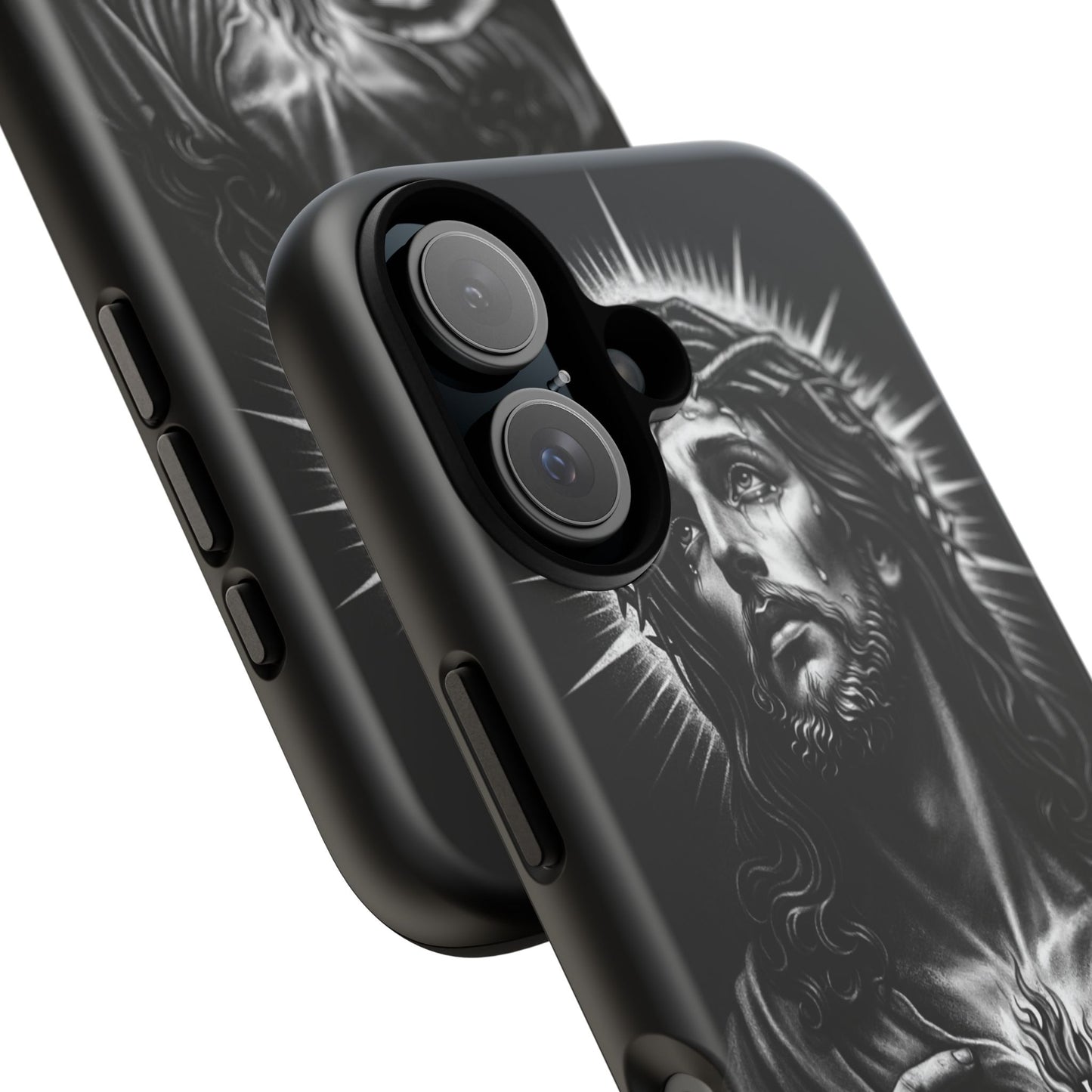 Jesus Sacred Heart Phone Case Black White Christian Faith Aesthetic