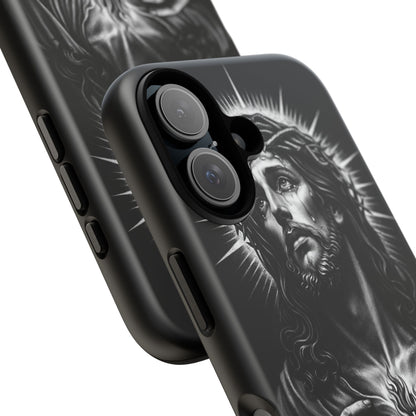 Jesus Sacred Heart Phone Case Black White Christian Faith Aesthetic