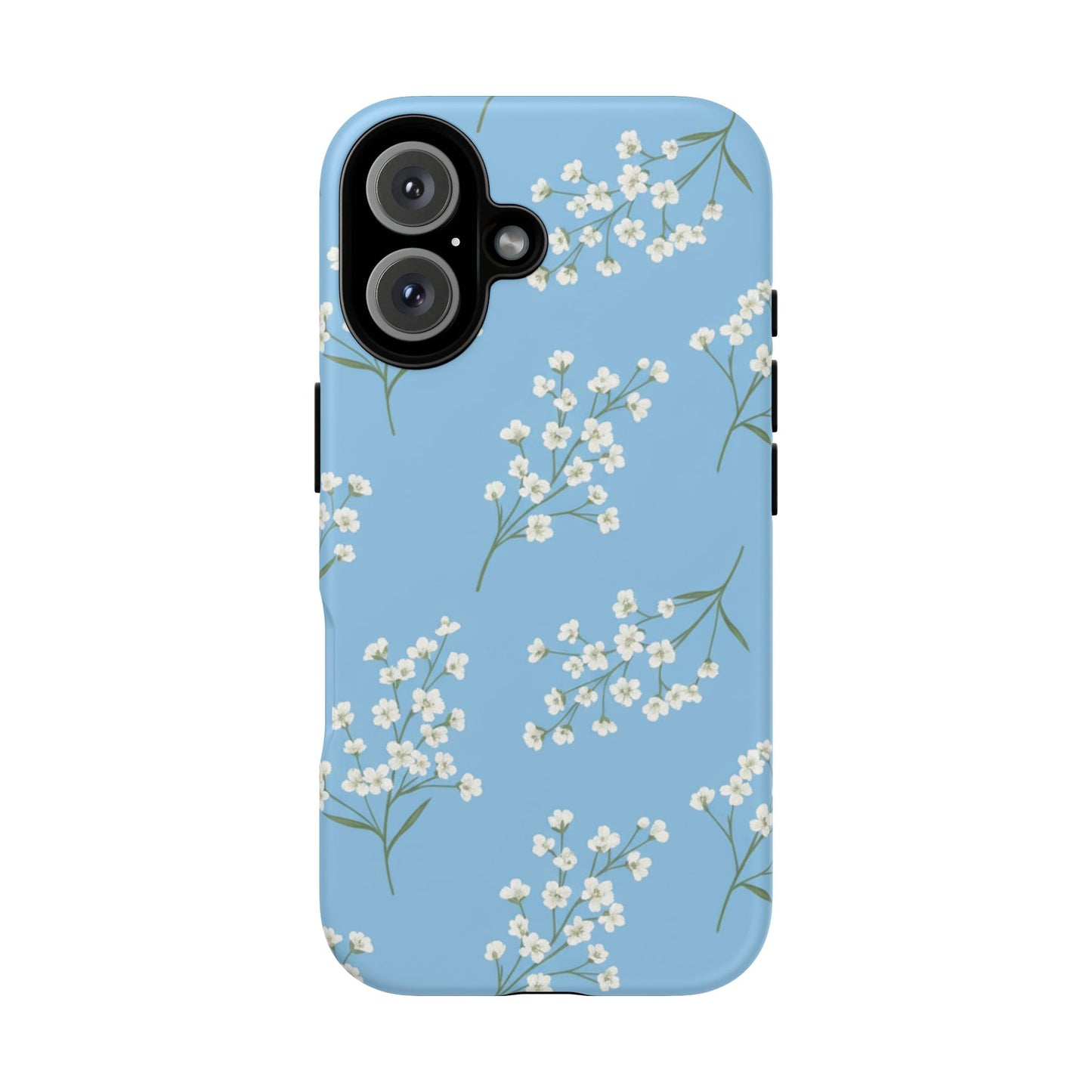 Baby’s Breath Floral Phone Case – Blue Minimal Flower Aesthetic Tough Case