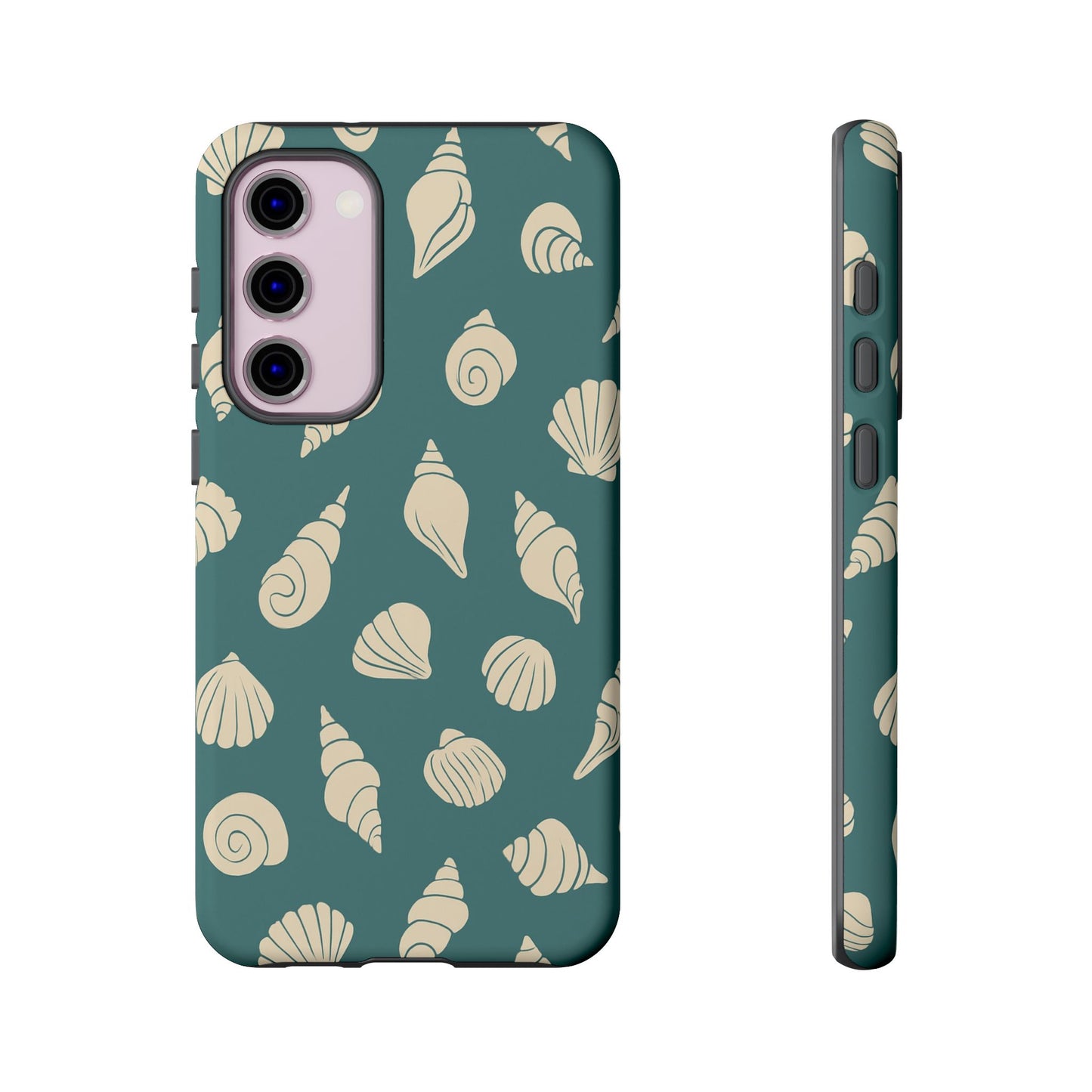 Seashell Pattern Phone Case | Teal Coastal Shells Tough Case for Iphone, Samsung Galaxy and Pixel