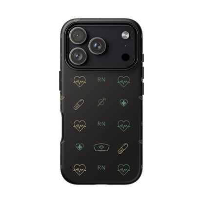 RN Nurse Phone Case – Minimal Medical Icon Pattern Healthcare Worker Tough Case