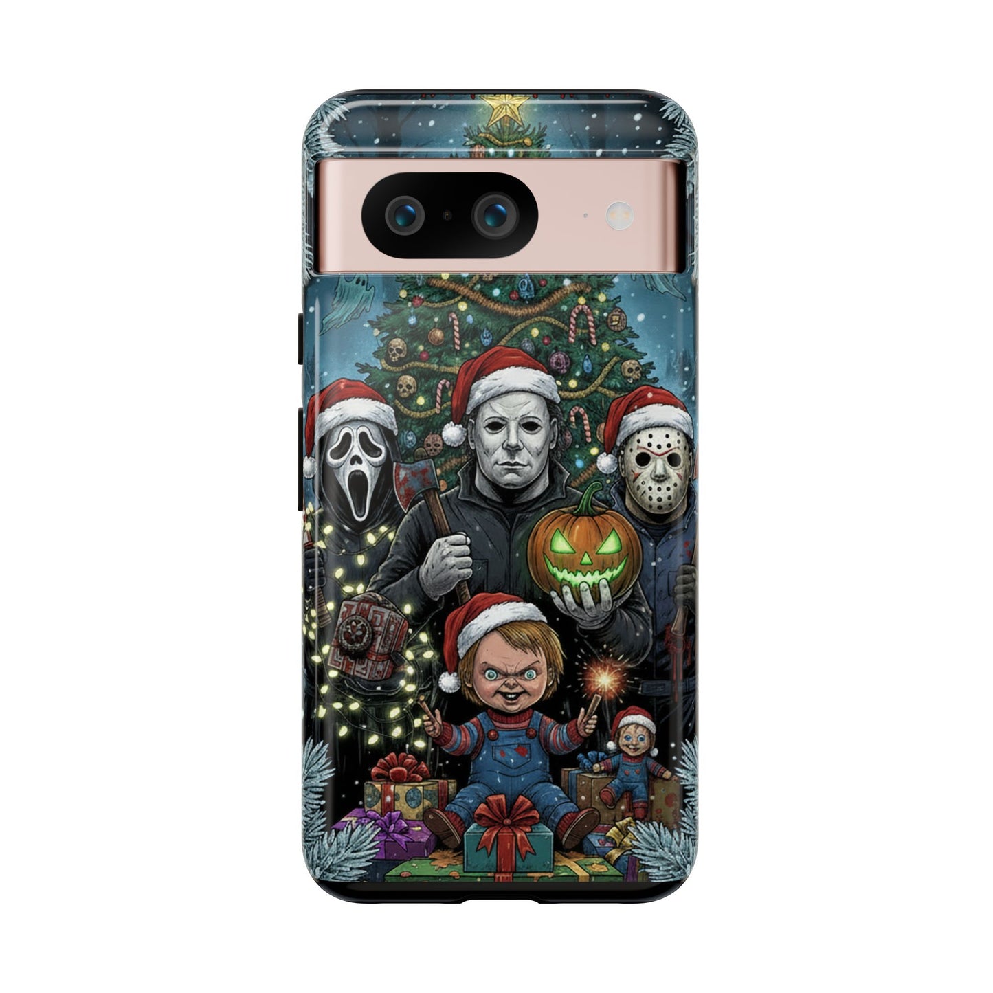 Christmas Horror Phone Case – Festive Slasher Collage Tough Case (iPhone, Samsung, Pixel)