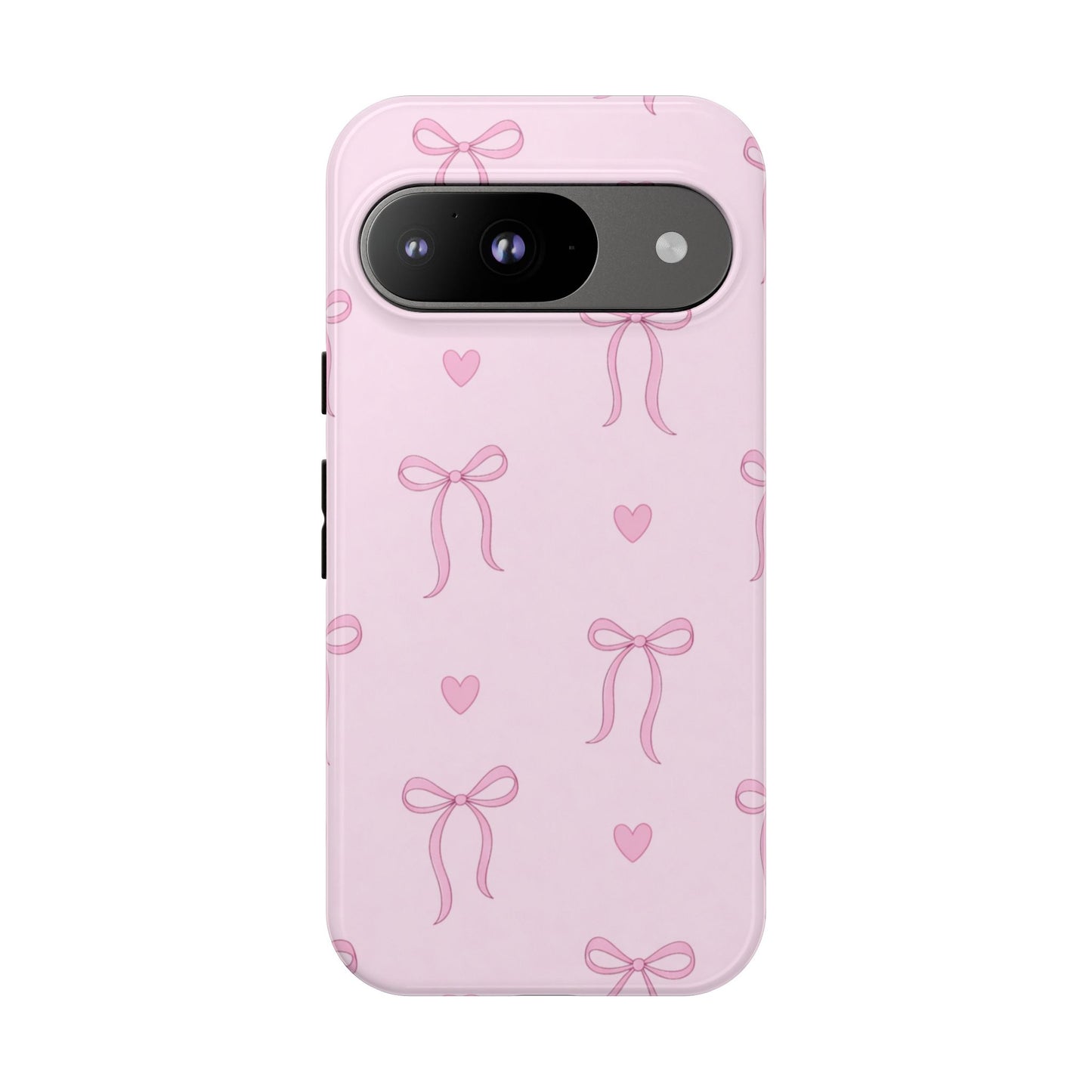 Pink Bow Heart Aesthetic Phone Case – Coquette Cute Tough Cover