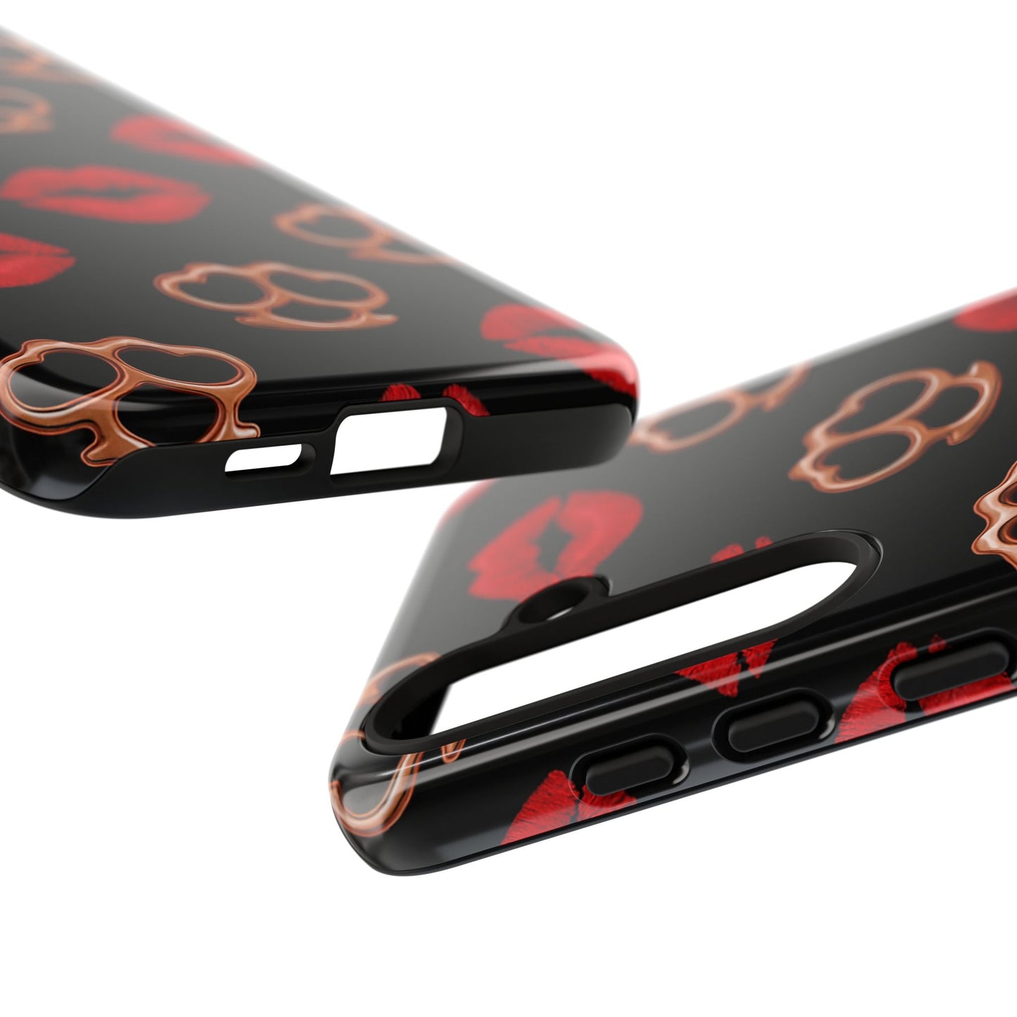 Red Lipstick & Knuckle Duster Phone Case | Bold Kiss Print Tough Protective Cover for Iphone, Samsung Galaxy and Pixel
