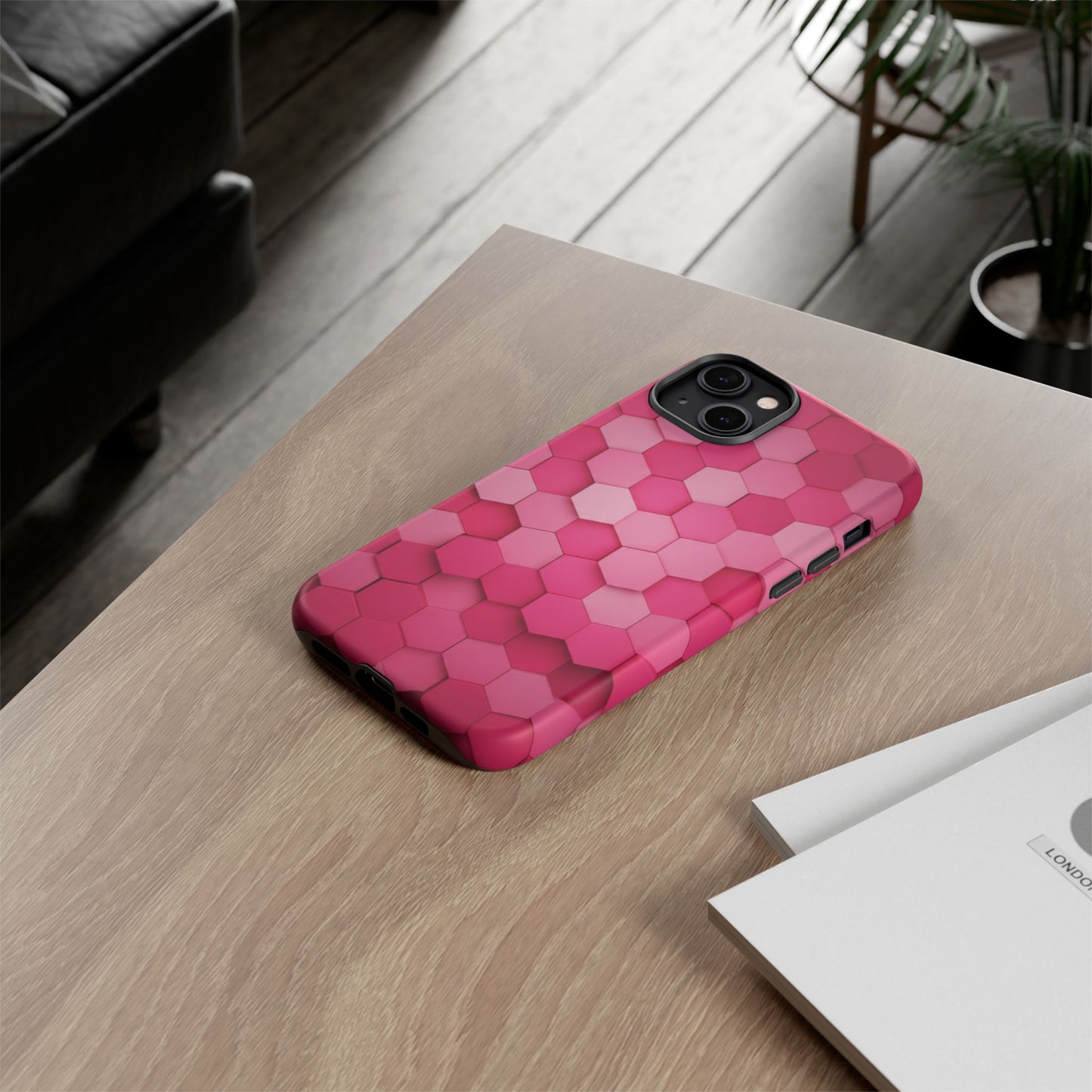 Hot Pink Hexagon Phone Case | Honeycomb Geometric Aesthetic | Cute Pink iPhone & Samsung Tough Protective Case