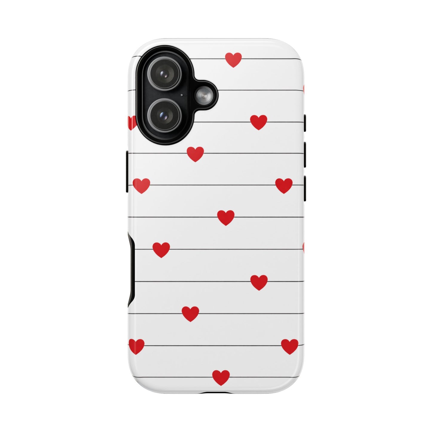 Red Heart Stripe iPhone Case | Tough Shockproof Love Aesthetic Cover