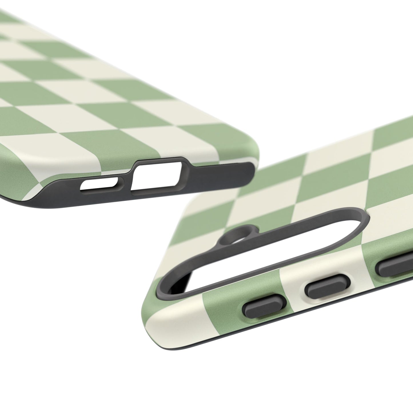 Sage Green Checkerboard Phone Case | Minimal Aesthetic Checkered iPhone & Samsung Tough Case