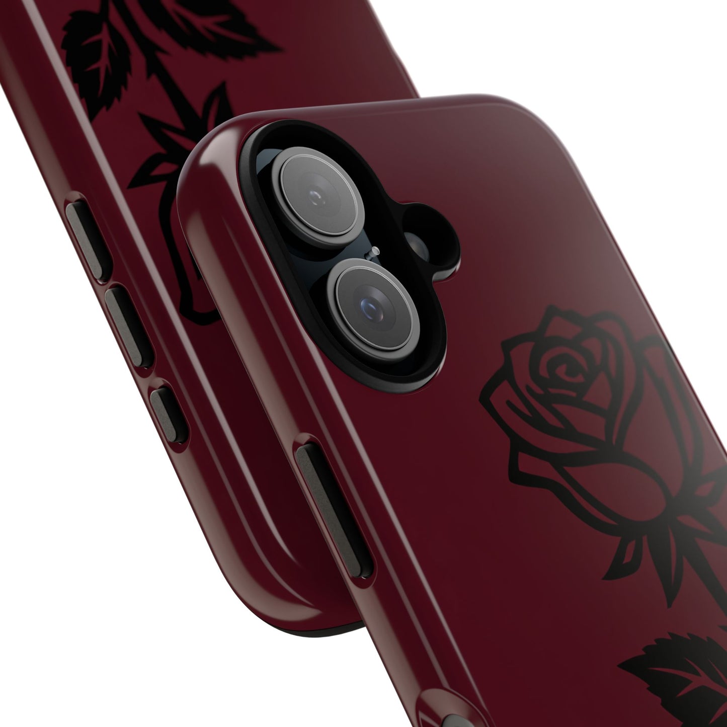 Black Rose Burgundy iPhone Case | Dark Aesthetic Shockproof Protective Cover
