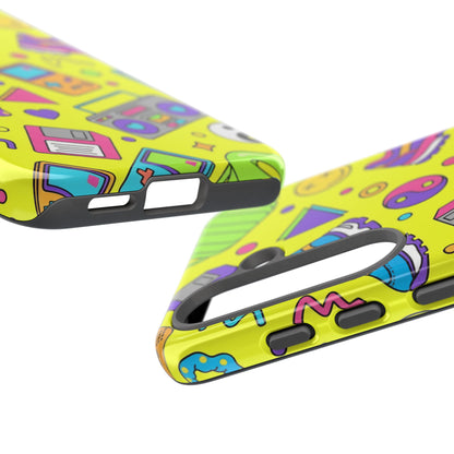 90s Retro Neon Phone Case – Y2K Nostalgia Colorful Icons Tough Protective Case