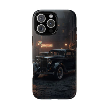 Vintage Classic Car Phone Case | Retro Noir Aesthetic | 1930s Street Scene Tough Case for iPhone & Samsung