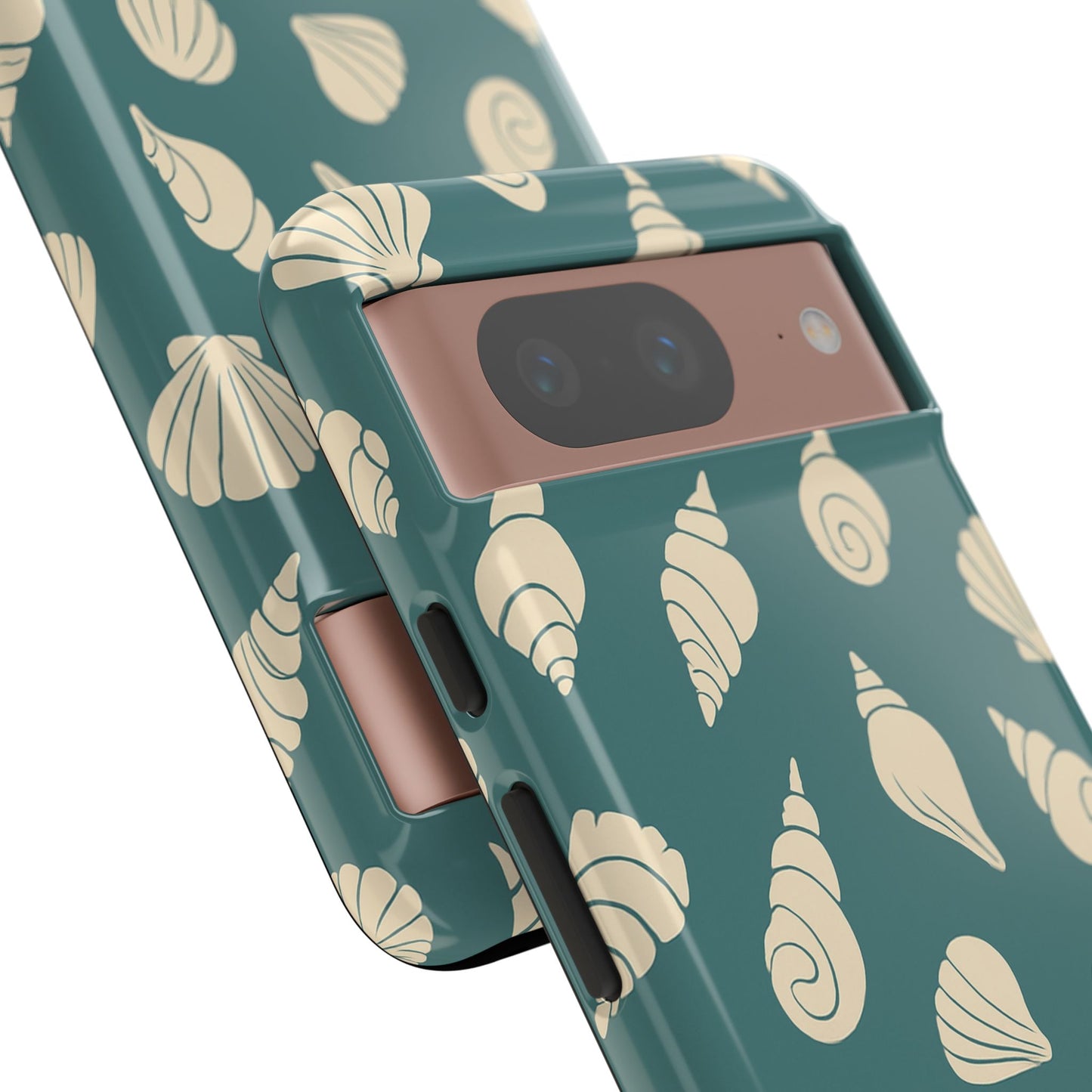Seashell Pattern Phone Case | Teal Coastal Shells Tough Case for Iphone, Samsung Galaxy and Pixel